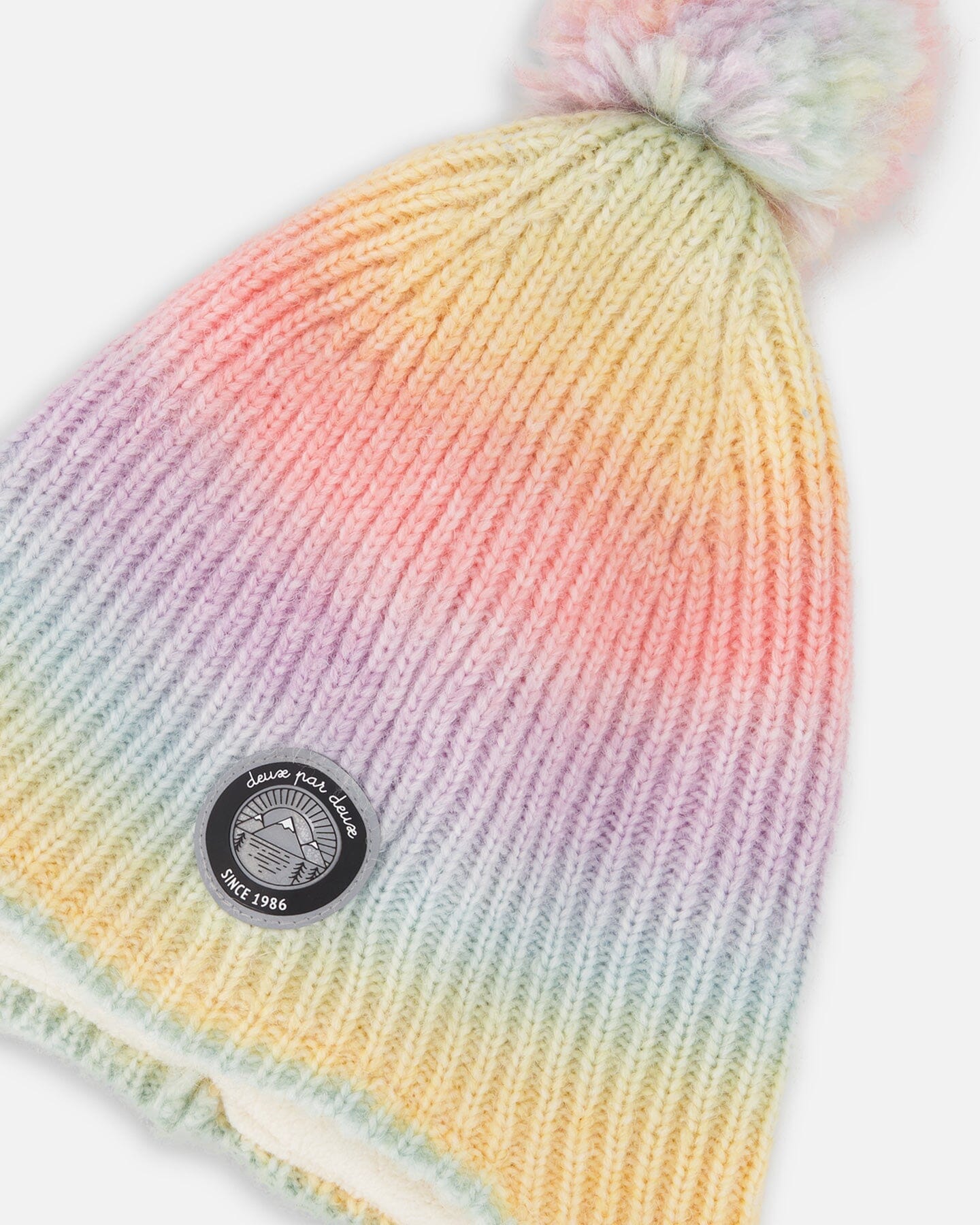 Lined Peruvian Knit Pompom Hat Multicolor-3