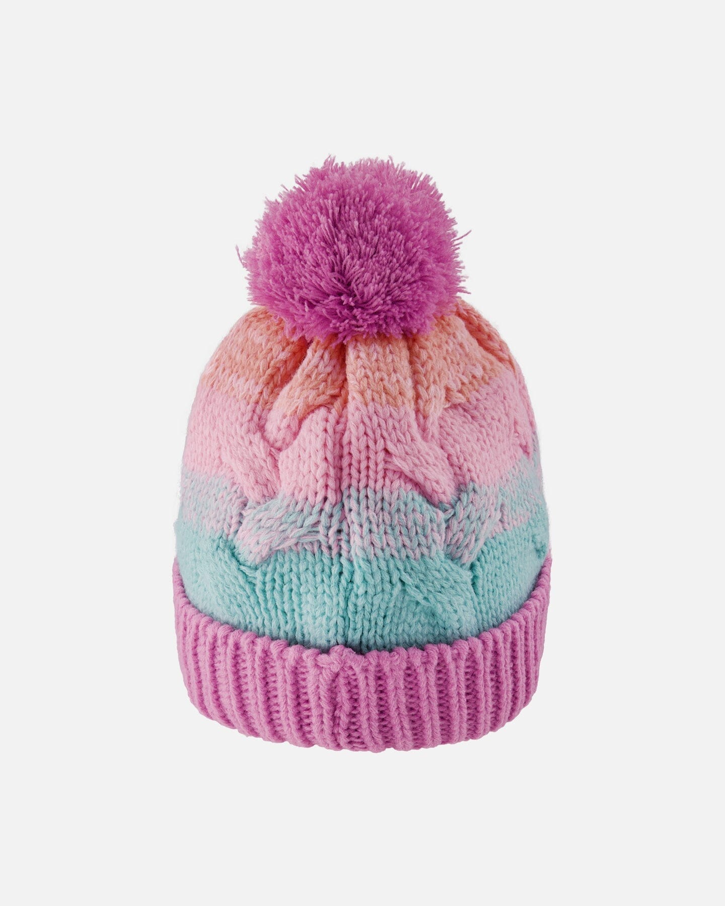 Lined Knit Pompom Hat Pink, Orange And Turquoise-2