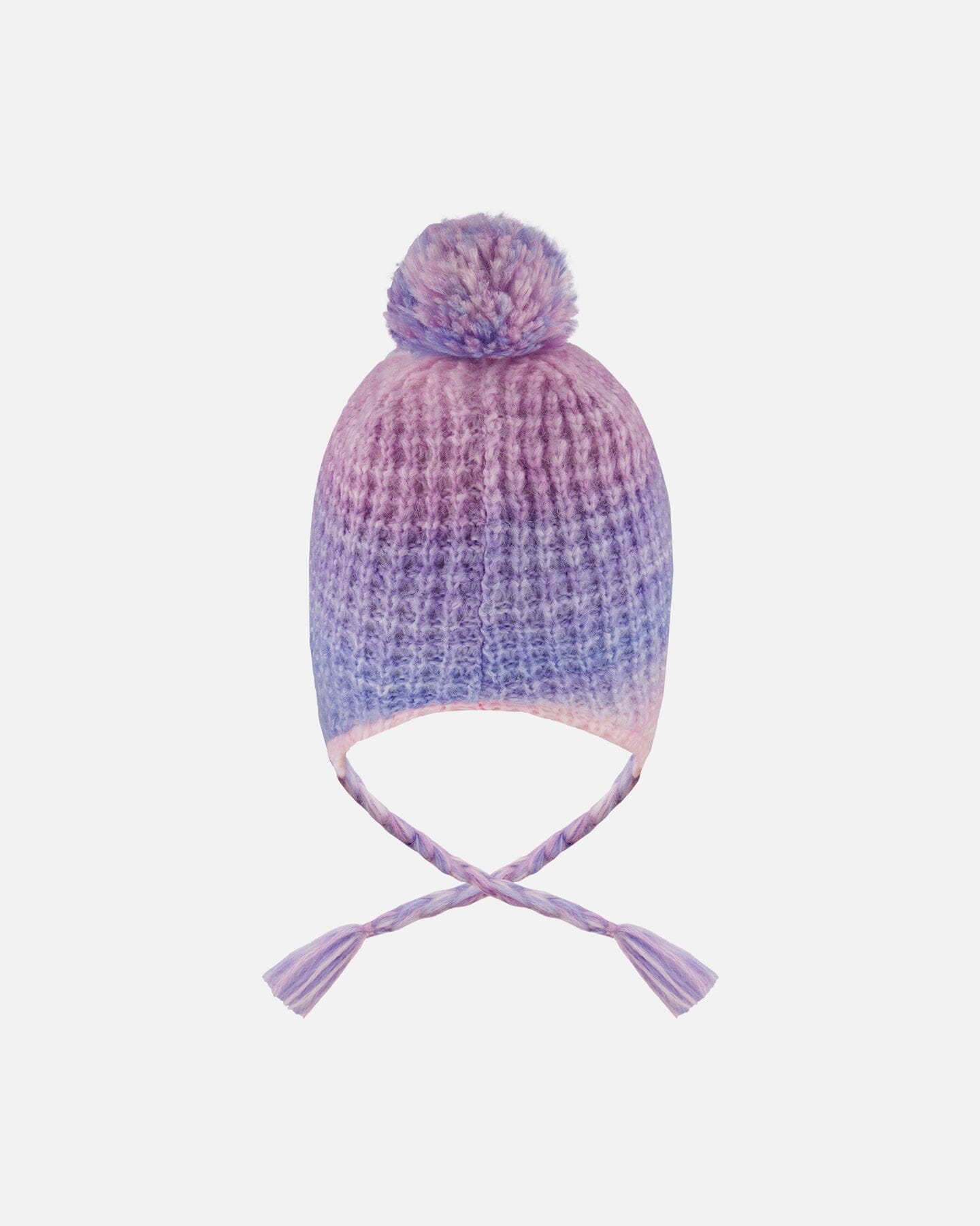 Lined Peruvian Knit Pompom Hat Blue, Purple And Pink-2