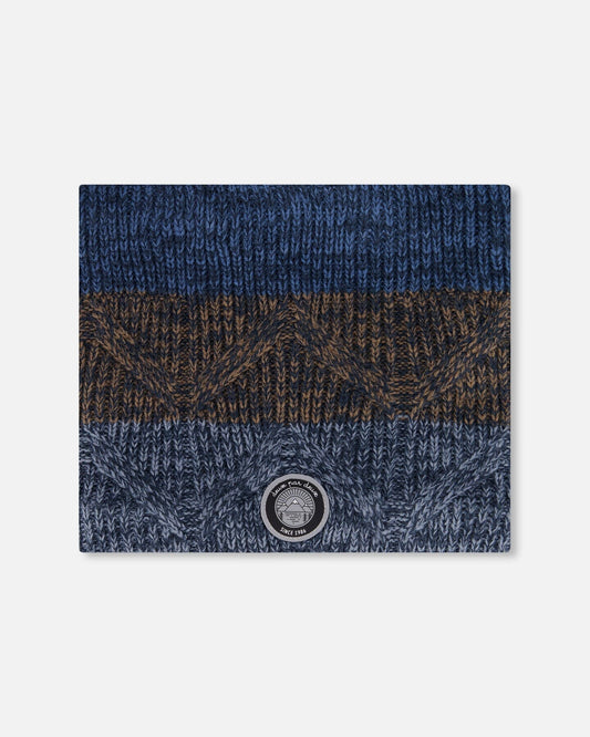 Lined Knit Neckwarmer Taupe And Navy-0