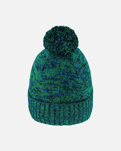 Lined Knit Pompom Hat Black And Blue-2