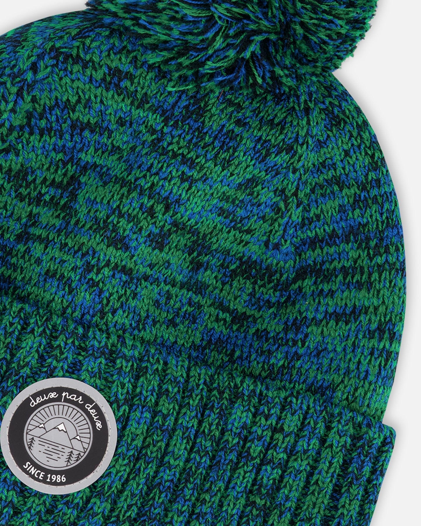 Lined Knit Pompom Hat Black And Blue-3