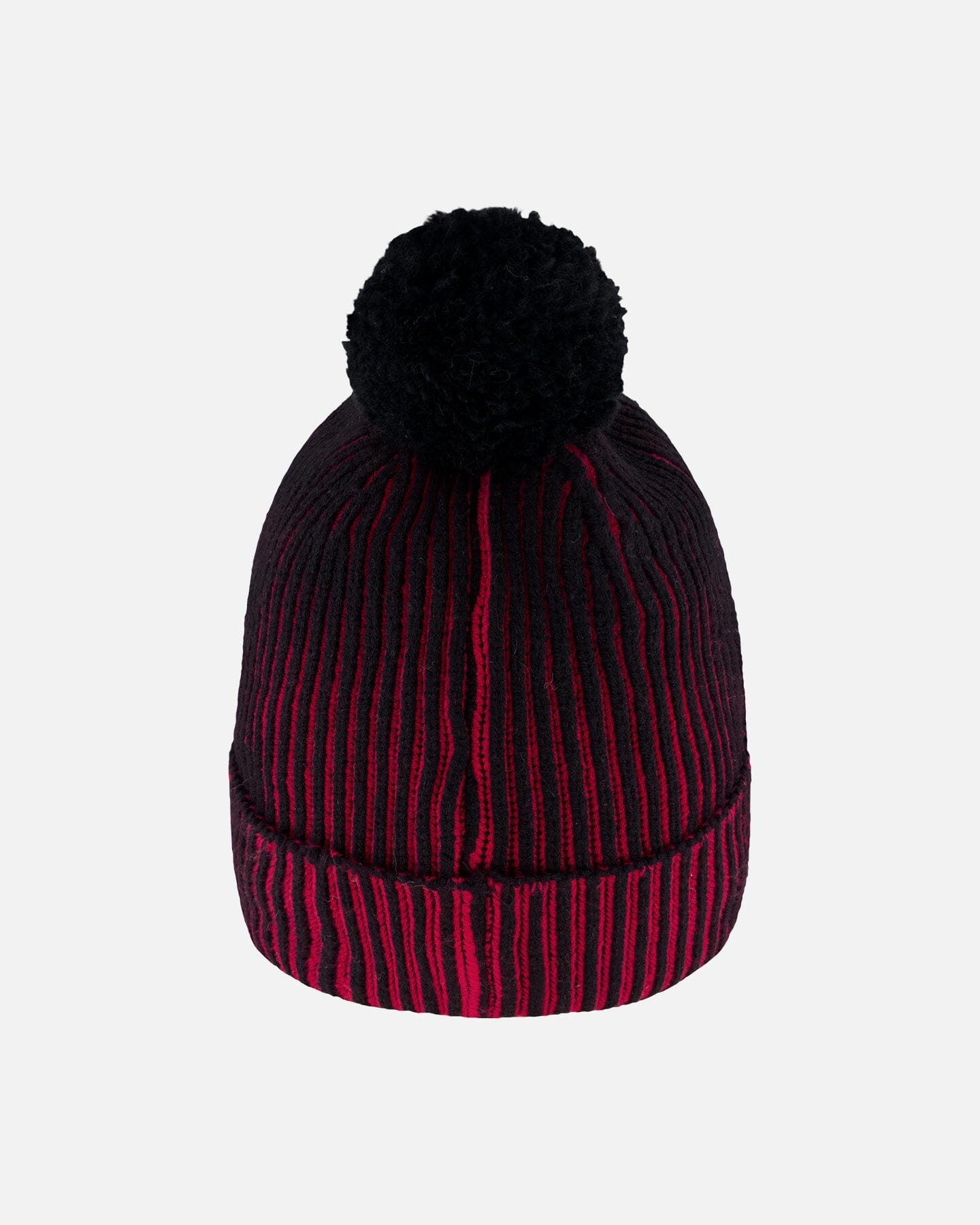 Lined Knit Pompom Hat Red And Black-2