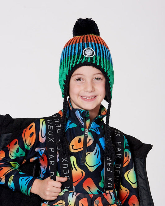 Lined Peruvian Knit Winter Hat With Pompom Multicolor-1