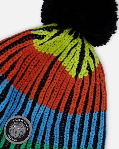 Lined Peruvian Knit Winter Hat With Pompom Multicolor-3