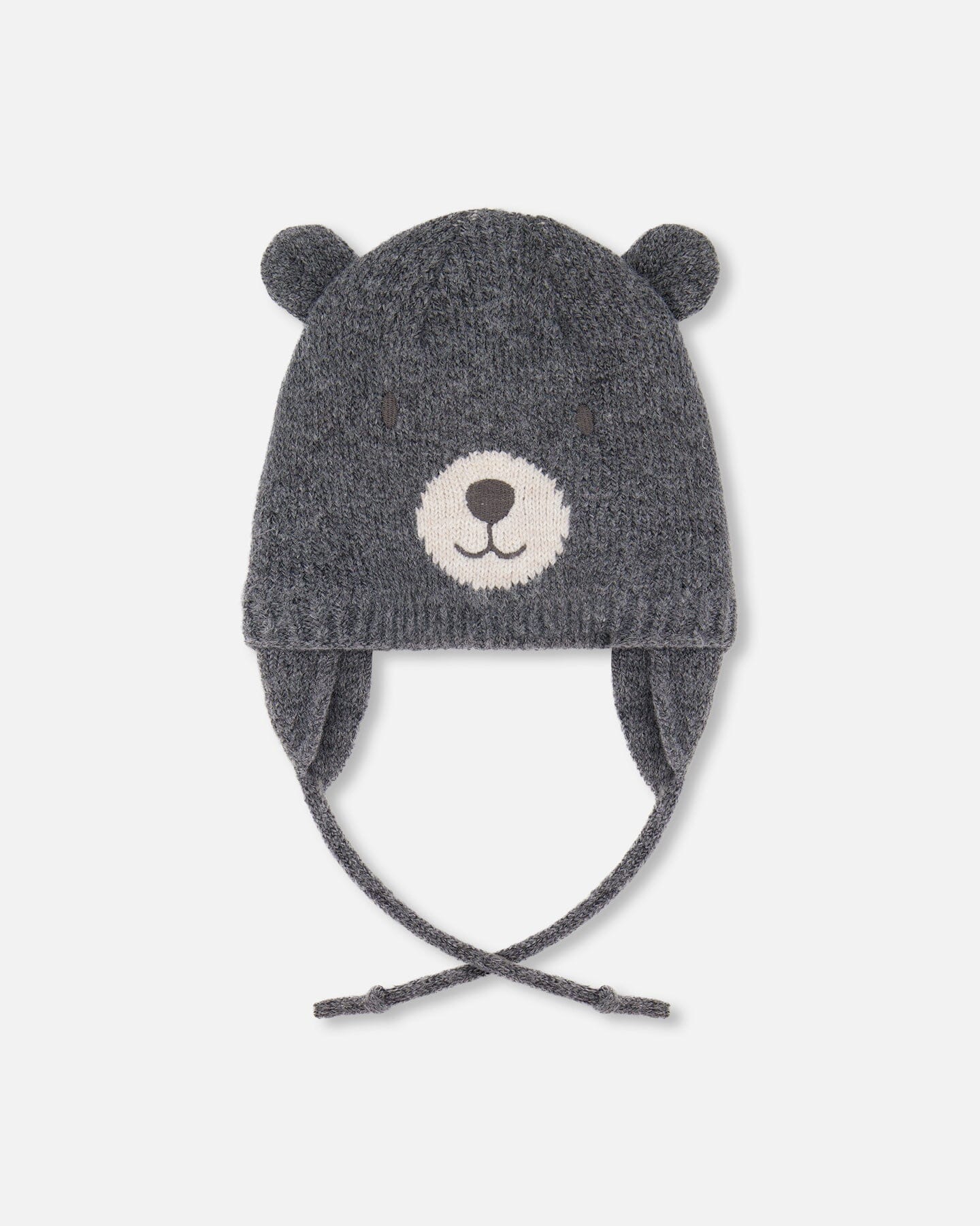 Lined Knit Hat With Ears Gray-0