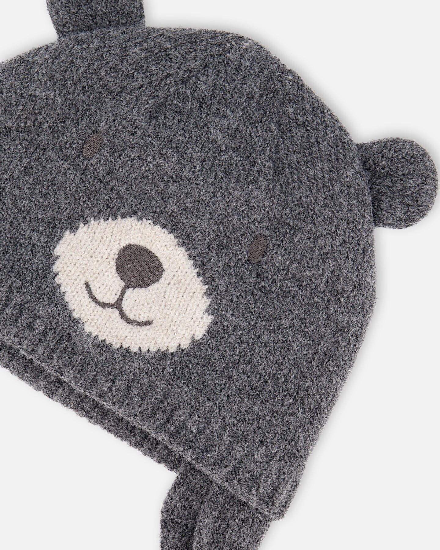 Lined Knit Hat With Ears Gray-3