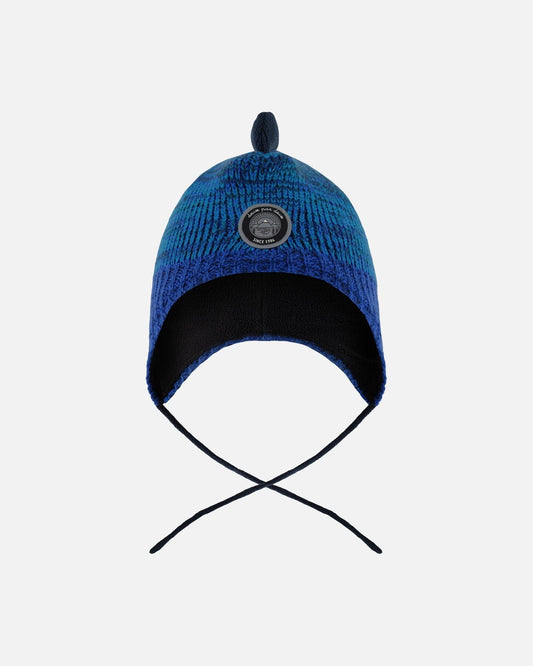 Lined Dino Peruvian Knit Winter Hat With Pompom Blue-0