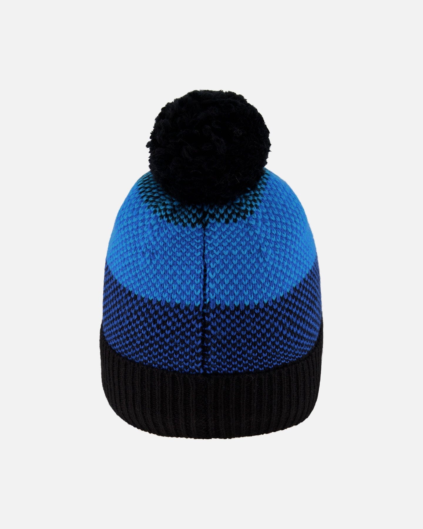 Winter Knit Hat With Pompom And Lining Black And Blue-2