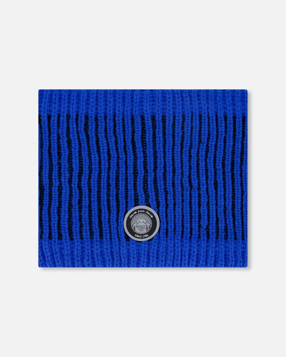 Lined Knit Neckwarmer Black And Blue-0