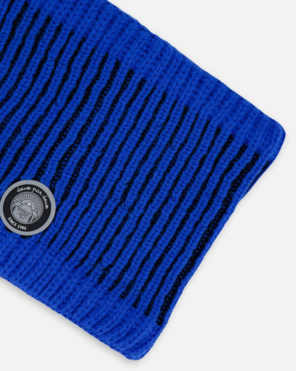 Lined Knit Neckwarmer Black And Blue-2