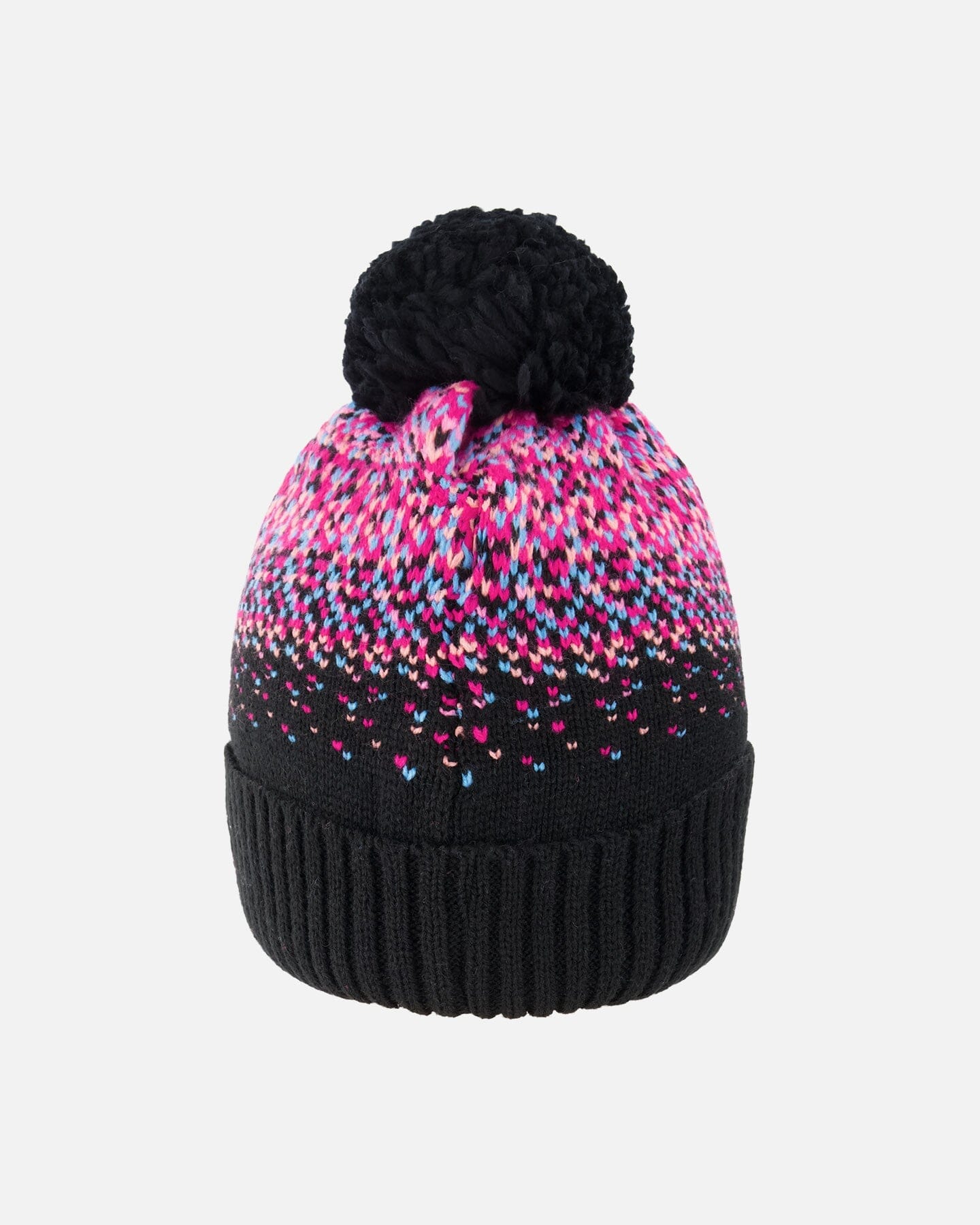 Lined Knit Pompom Hat Black And Pink-1