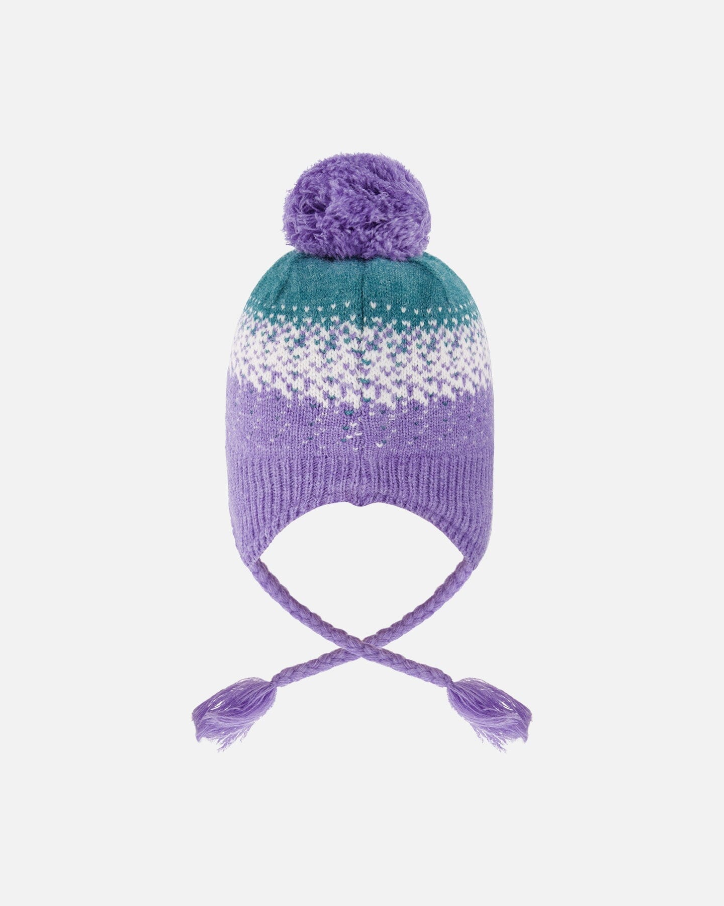 Lined Peruvian Knit Hat With Pompom Lilac And Green-1