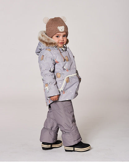 Lined Baby Winter Knit Hat With Ear Flaps Brown-2