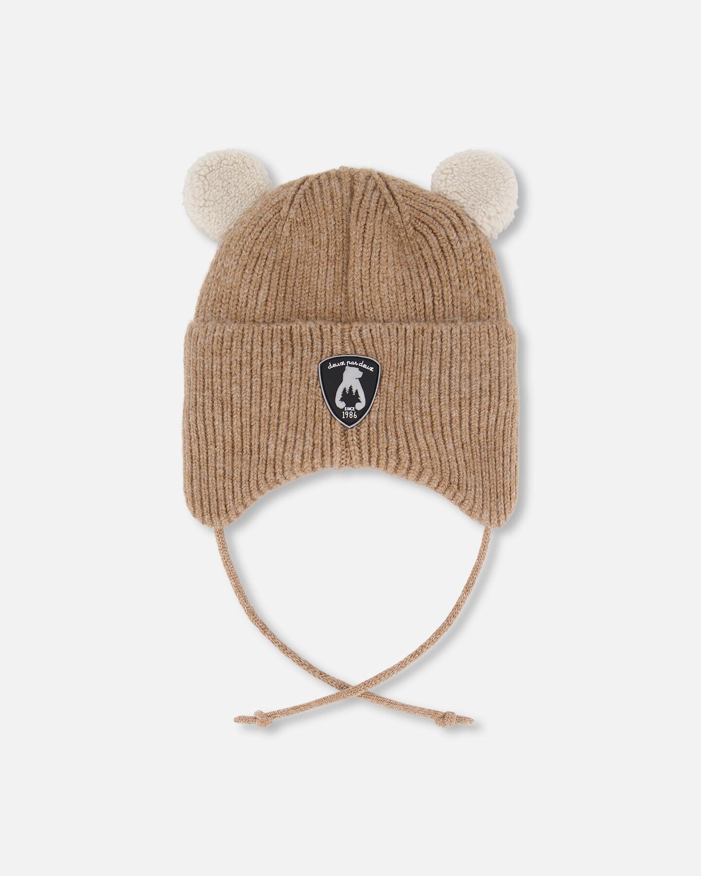 Lined Baby Winter Knit Hat With Ear Flaps Brown-3