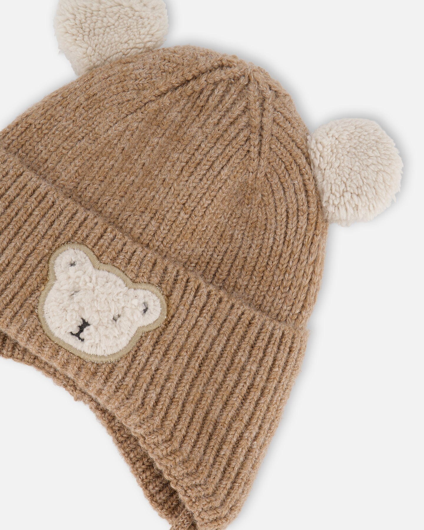 Lined Baby Winter Knit Hat With Ear Flaps Brown-4