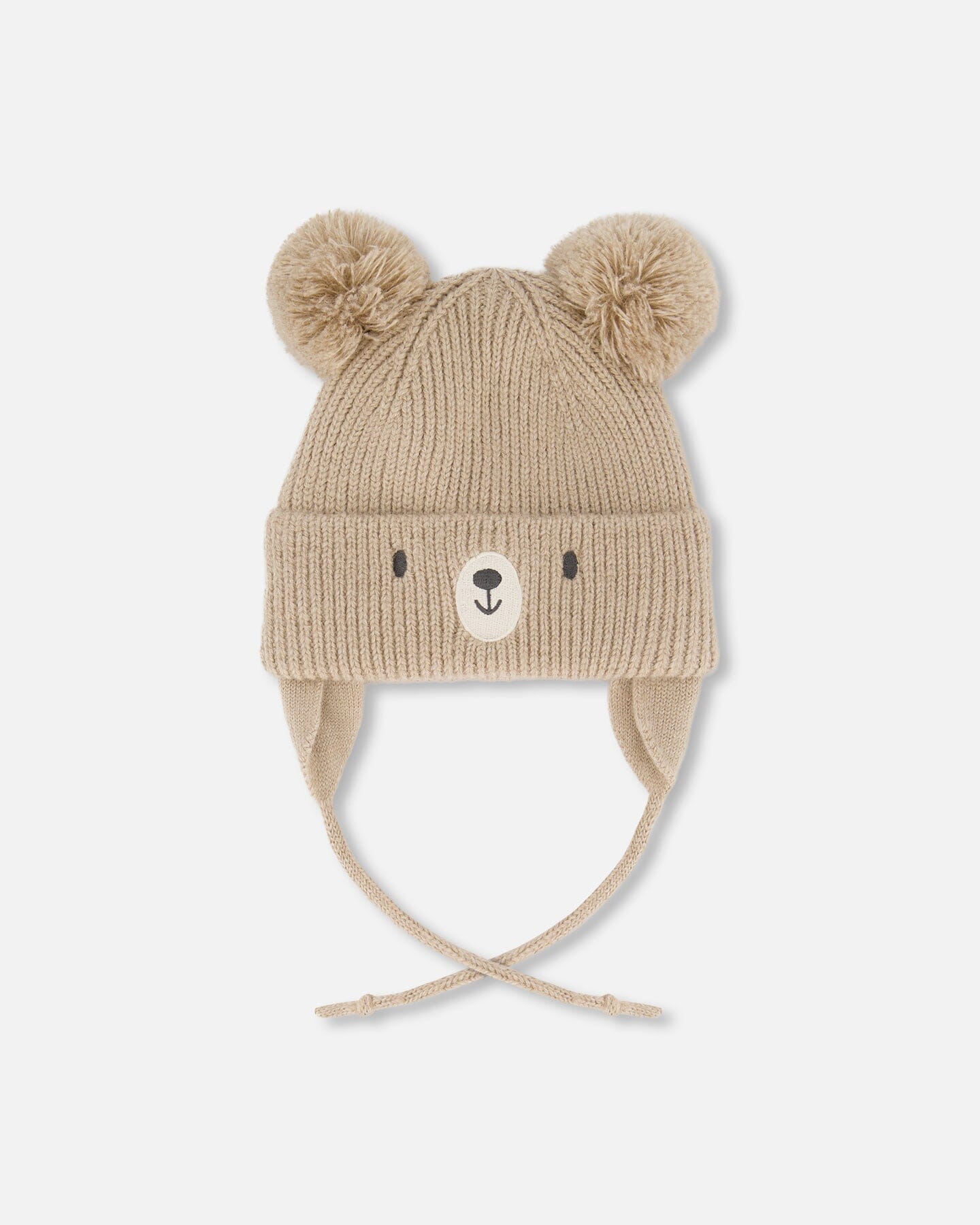 Lined Baby Knit Hat With Pompoms Chanterelle-0