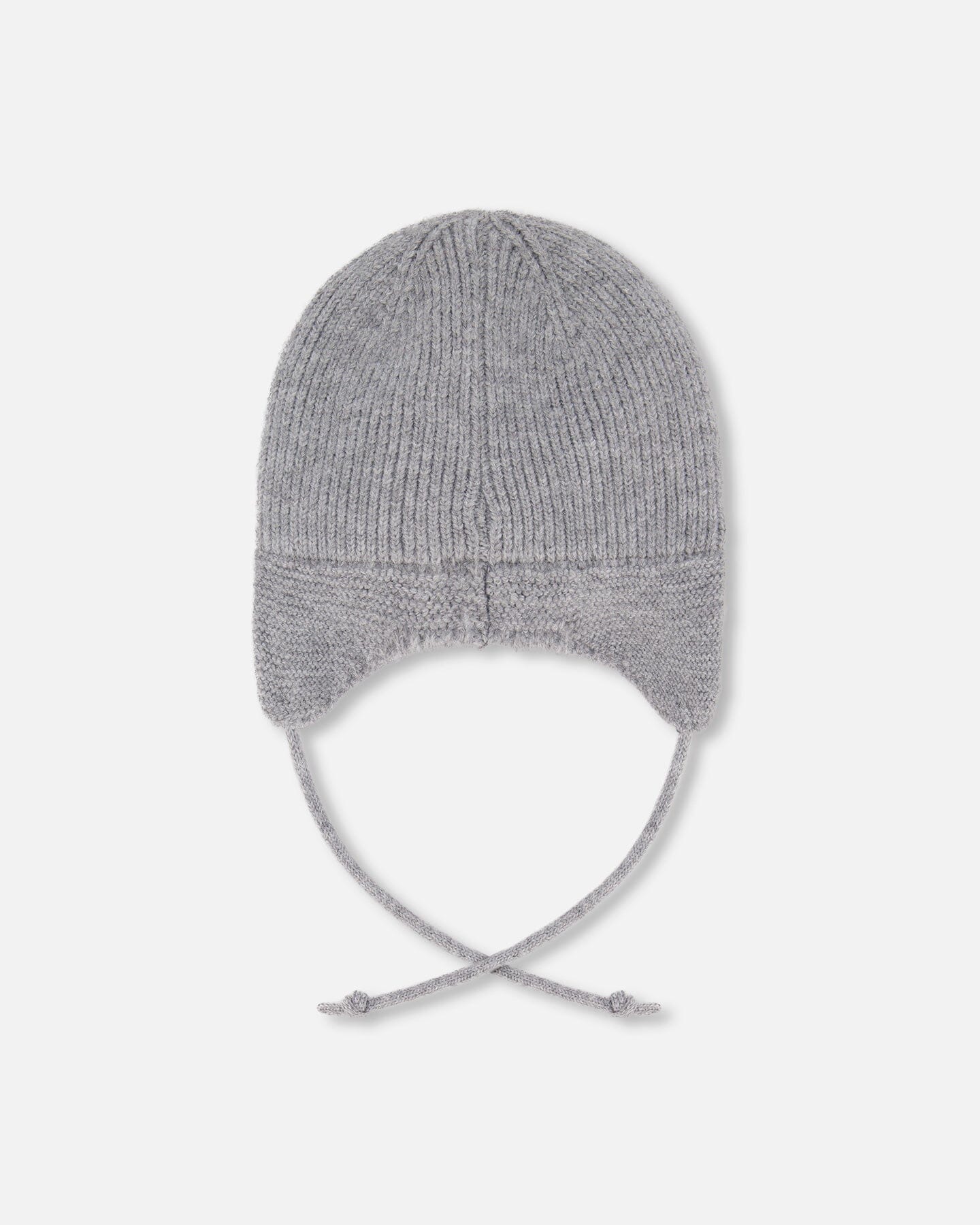 Lined Baby Knit Hat With Ears And Strings Heather Gray-2