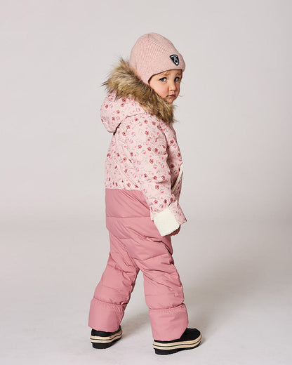 Lined Baby Knit Hat With Ears And Strings Dusty Pink-1