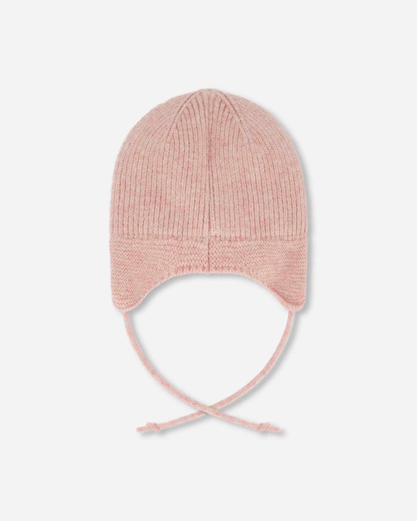 Lined Baby Knit Hat With Ears And Strings Dusty Pink-2