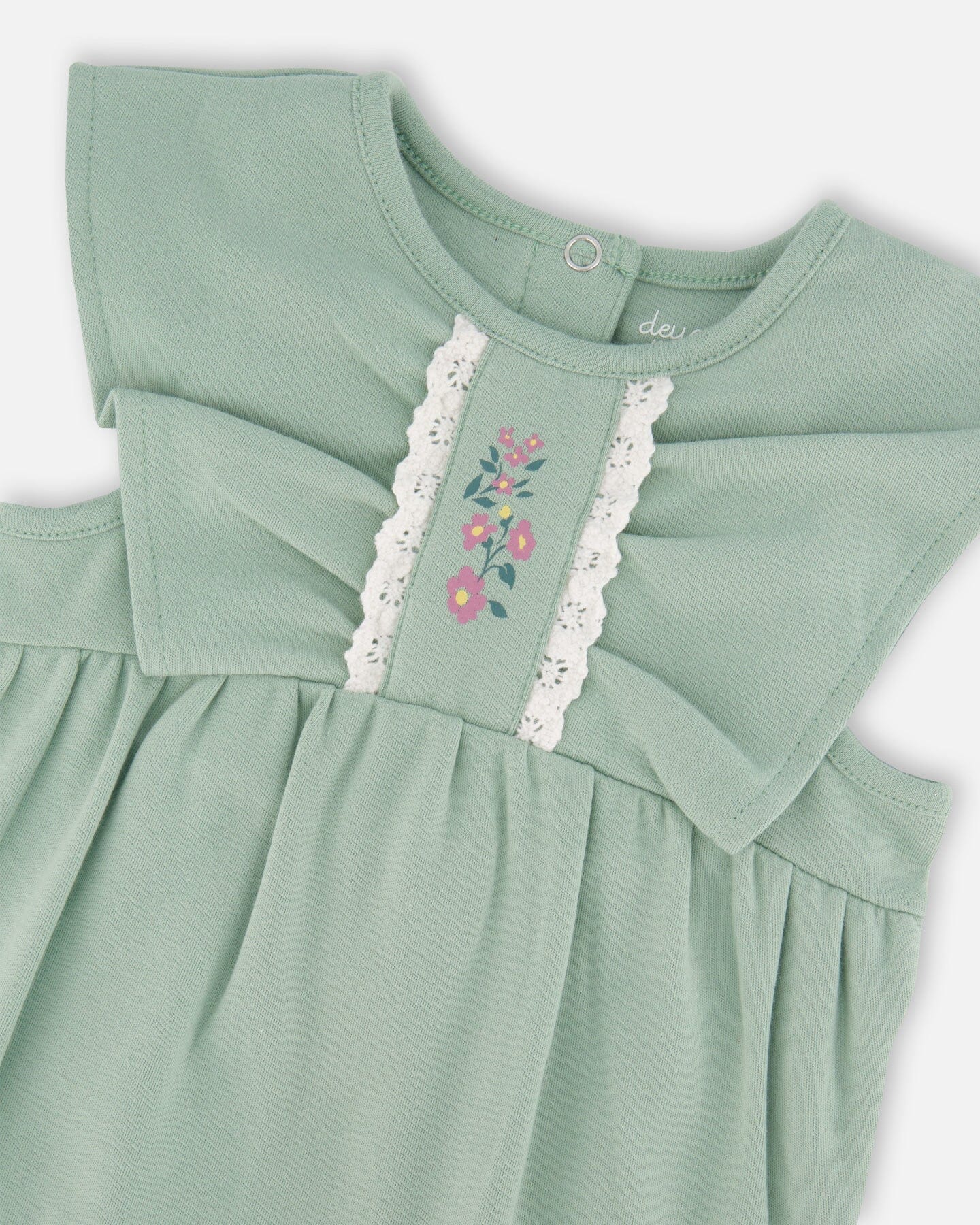 Organic Cotton Bodysuit And Sleeveless Overalls Set Jade Green-3