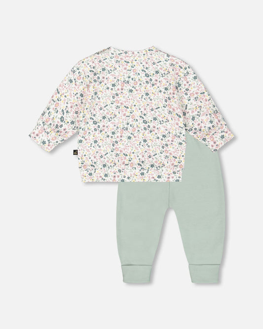 Organic Cotton Evolutive Pant And Long Sleeve Top Set Jade Green-1