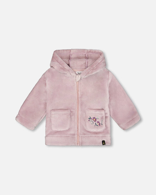 Hooded Zip Plush Jacket Neutral Purple-0