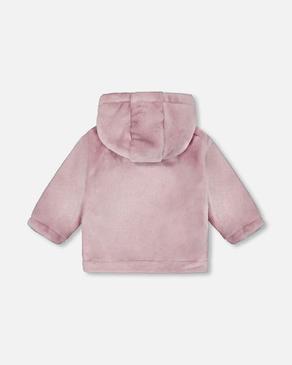 Hooded Zip Plush Jacket Neutral Purple-2