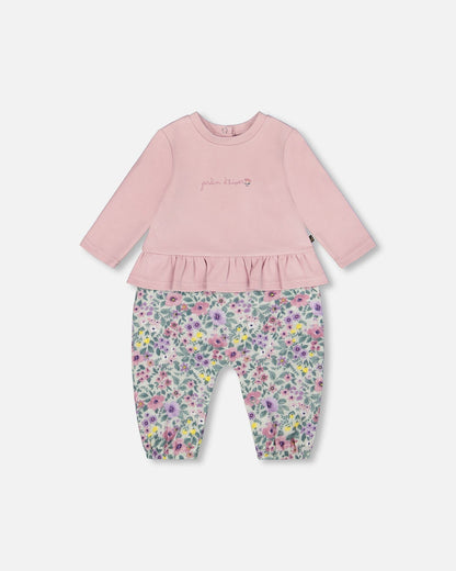 Organic Cotton Bi-Material Romper Neutral Purple-0