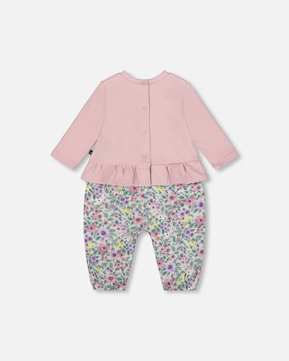 Organic Cotton Bi-Material Romper Neutral Purple-1
