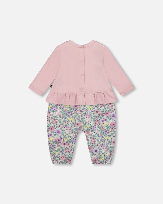 Organic Cotton Bi-Material Romper Neutral Purple-1