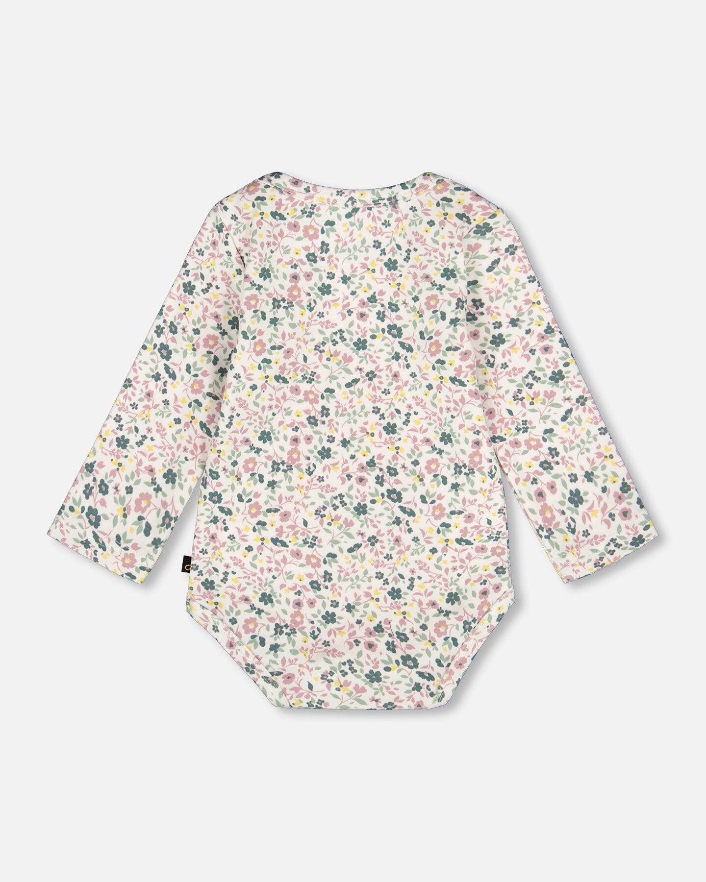 Organic Cotton Long Sleeve Romper Off-White Floral-1