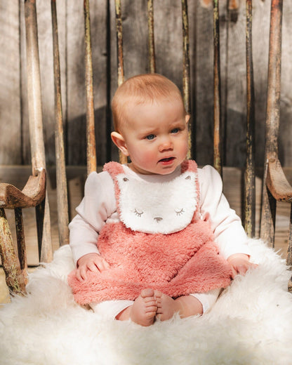 Bi-Material Dress And Leggings Set Old Pink-4