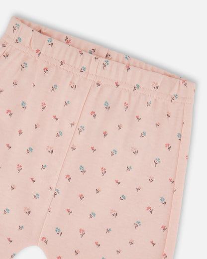 Organic Cotton Pant With Top Set Pink Mini Floral-3