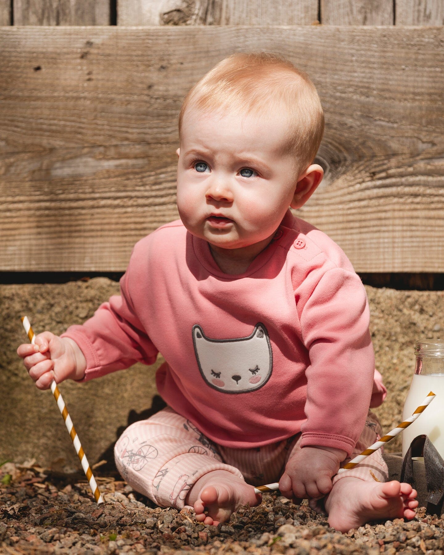 Organic Cotton Pant With Top Set Pink Cat Print-1