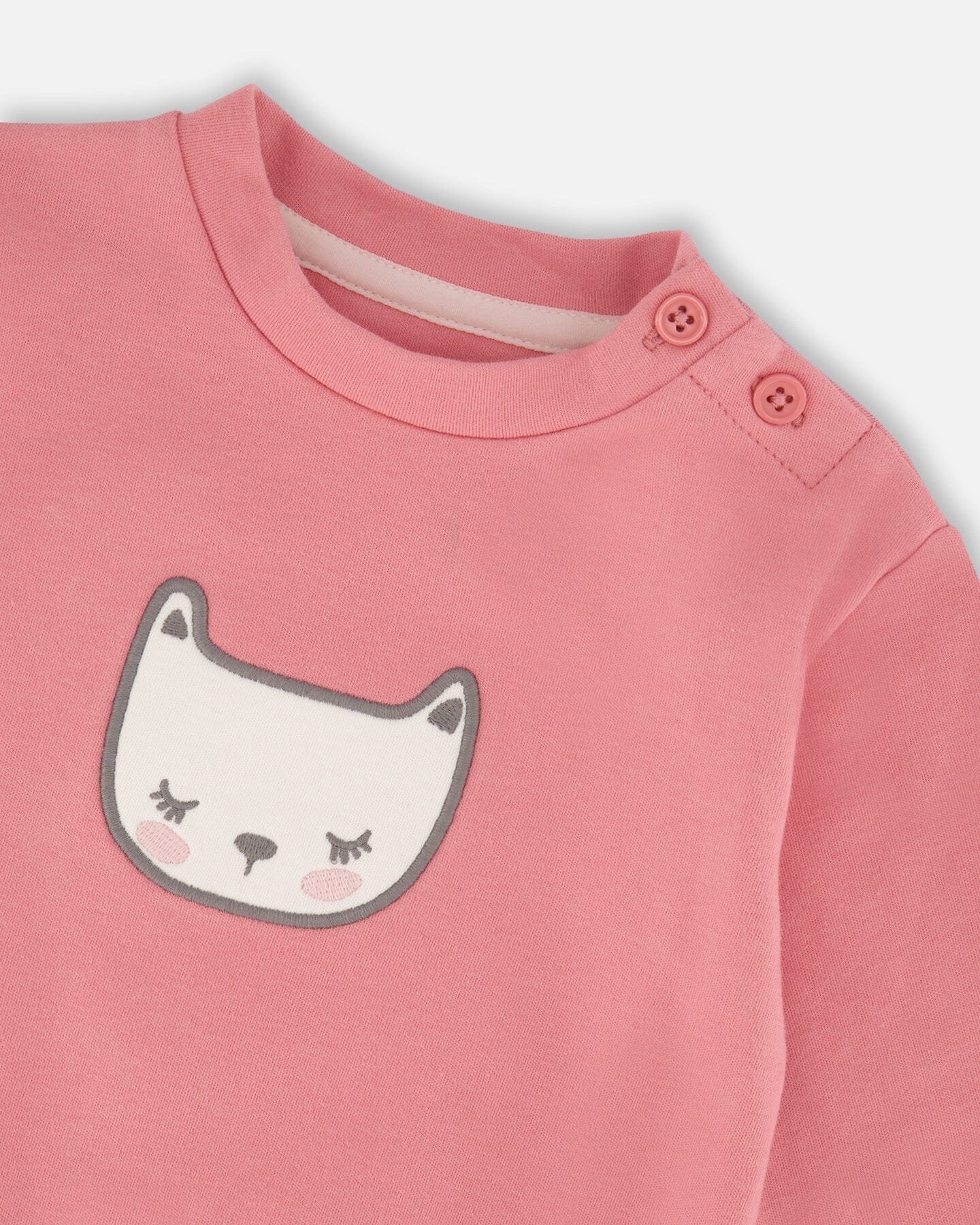Organic Cotton Pant With Top Set Pink Cat Print-3
