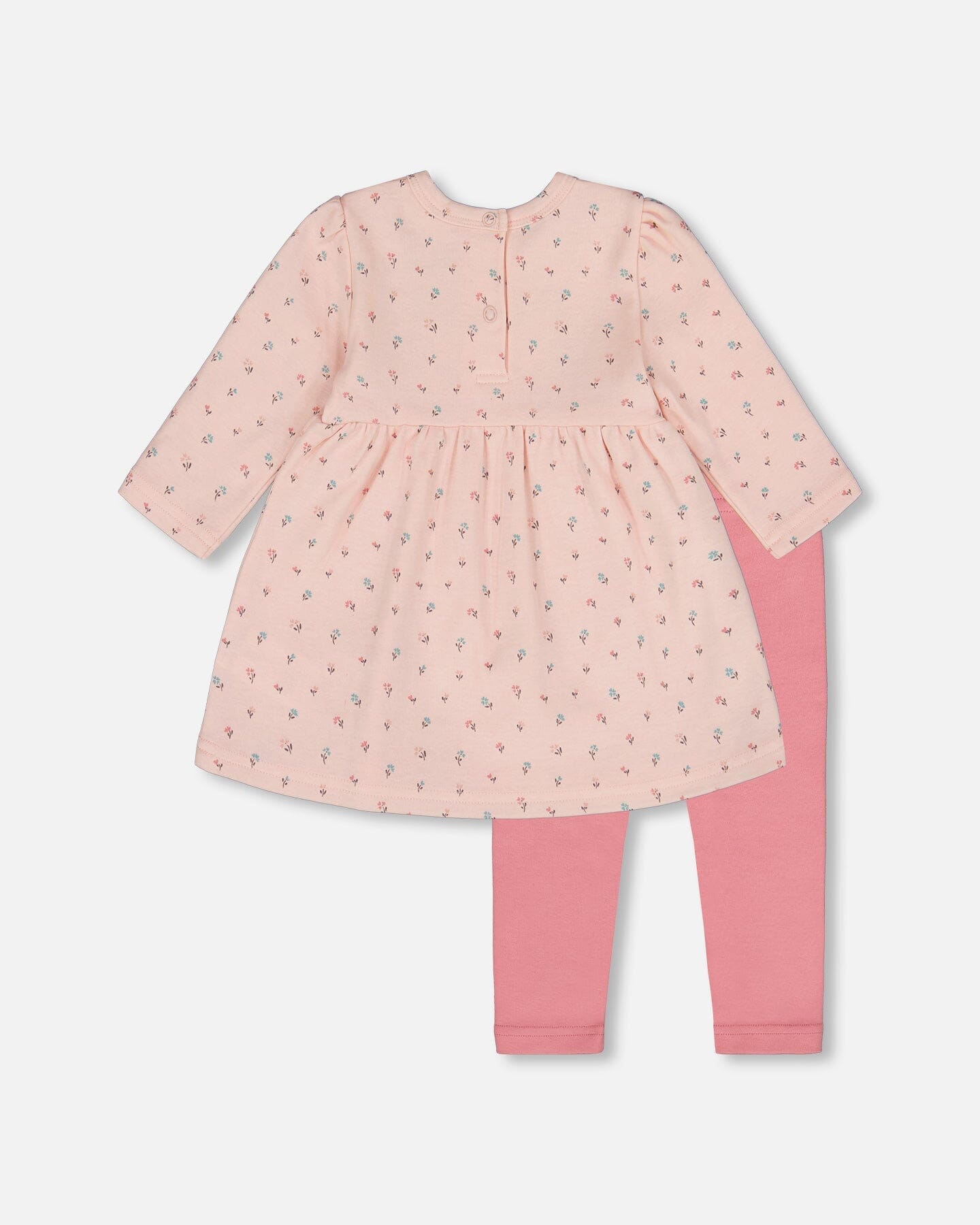 Organic Cotton Dress And Leggings Set Pink Mini Floral-2