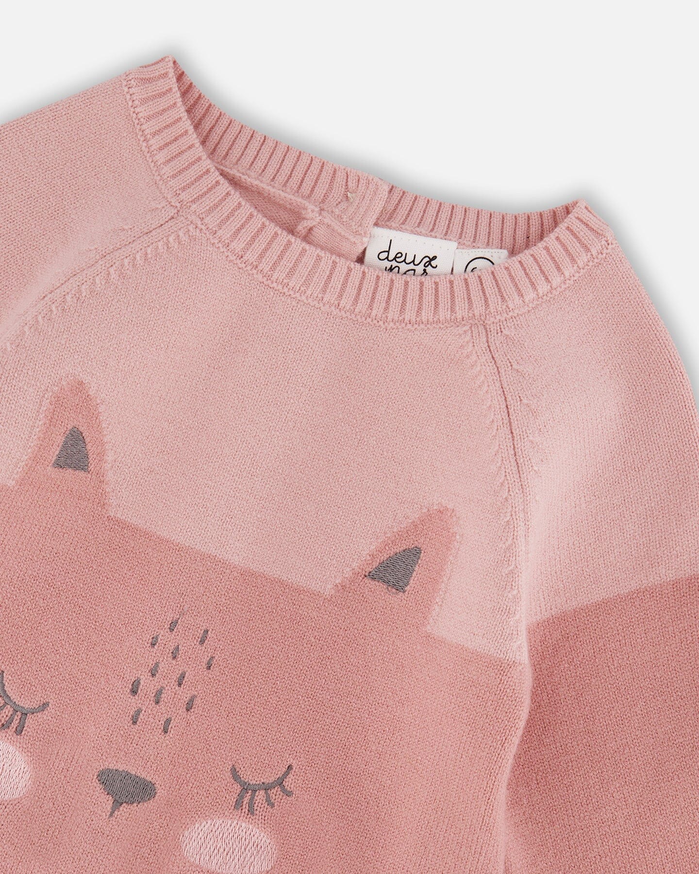 Knitted Bi-Color Cat Romper Old Pink-2