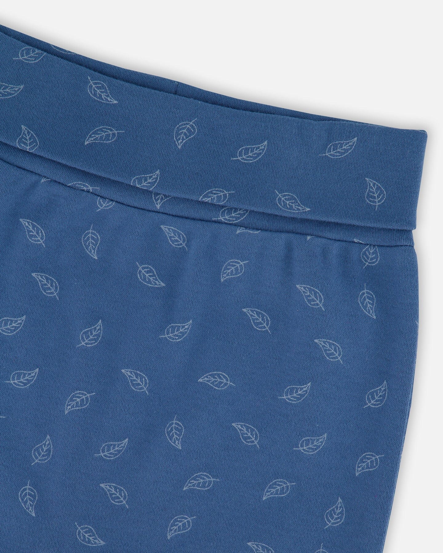 Organic Cotton Evolutive Pants Blue Printed Leaves-2