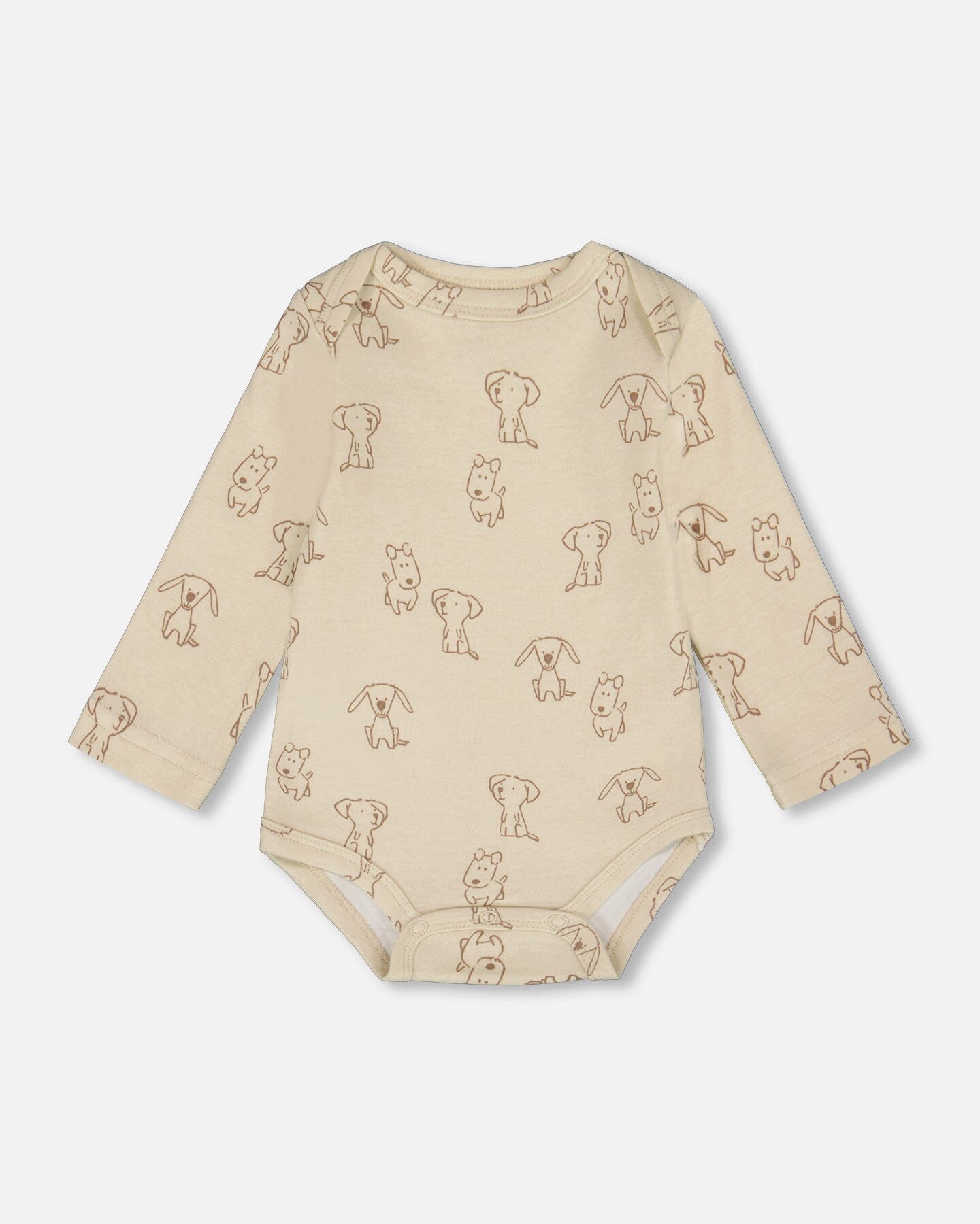 Organic Cotton Onesie Beige Puppy Print-0