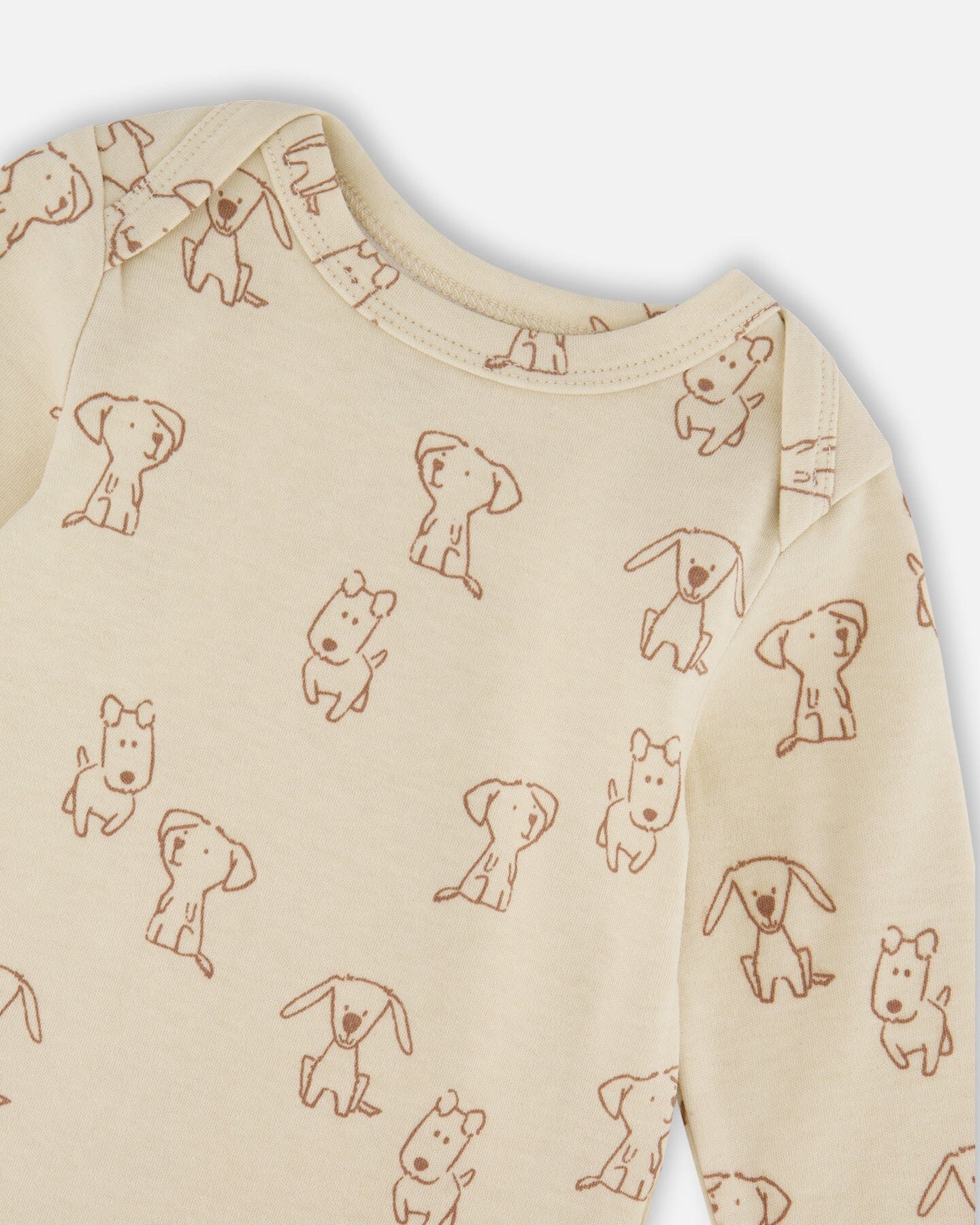 Organic Cotton Onesie Beige Puppy Print-2