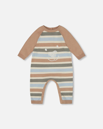Knitted Romper Blue And Green Stripes-0
