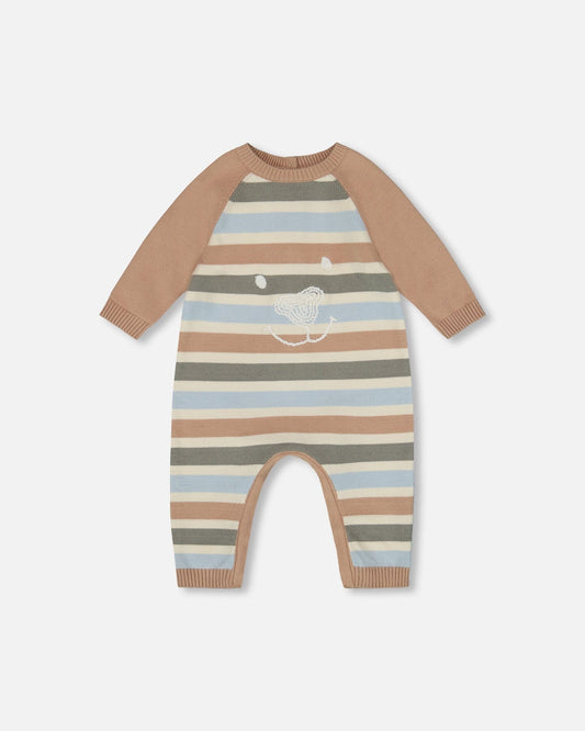 Knitted Romper Blue And Green Stripes-0
