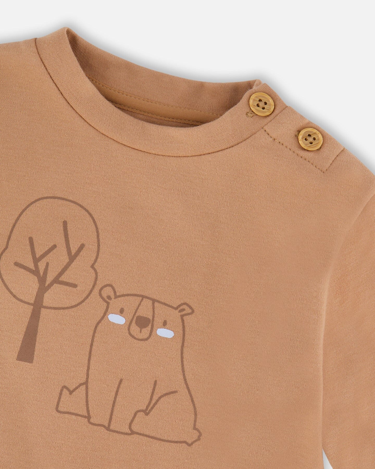 Organic Cotton Pant And Top Set Beige Tree Print-3