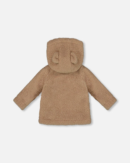 Sherpa Bear Hooded Zip Jacket Brown-2