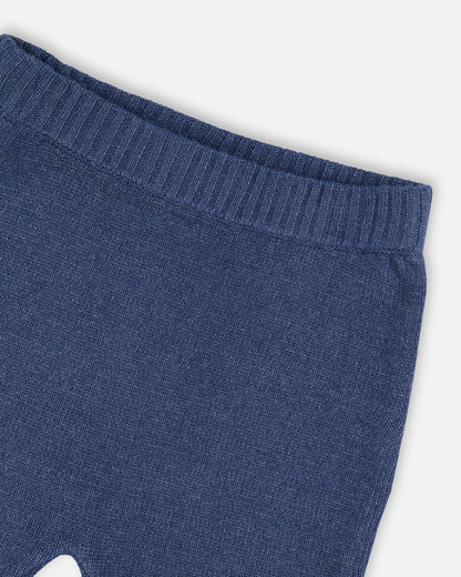 Knitted Jacquard Sweater And Pant Set Blue Gray With Bears-4