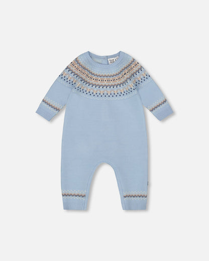 Knitted Jacquard Romper Light Blue-0