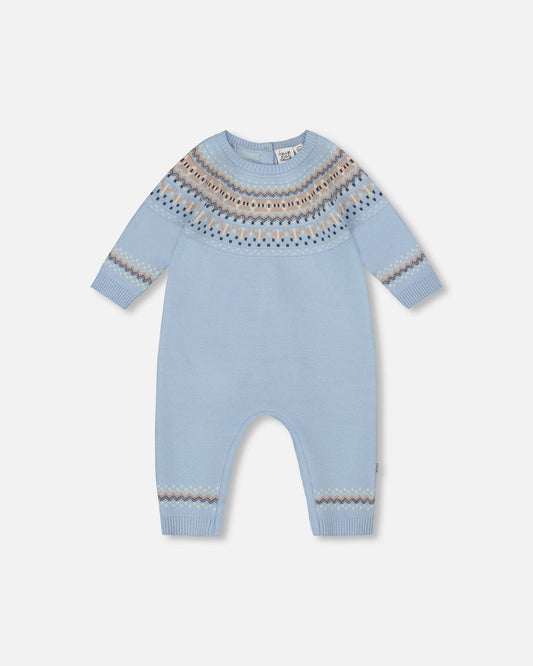 Knitted Jacquard Romper Light Blue-0