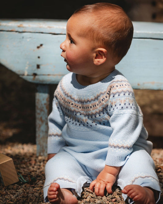 Knitted Jacquard Romper Light Blue-1