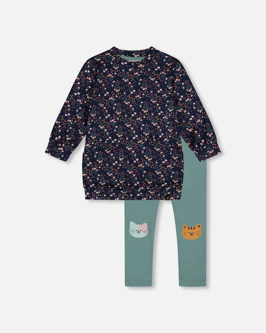 Tunic And Leggings Set Navy Floral-0